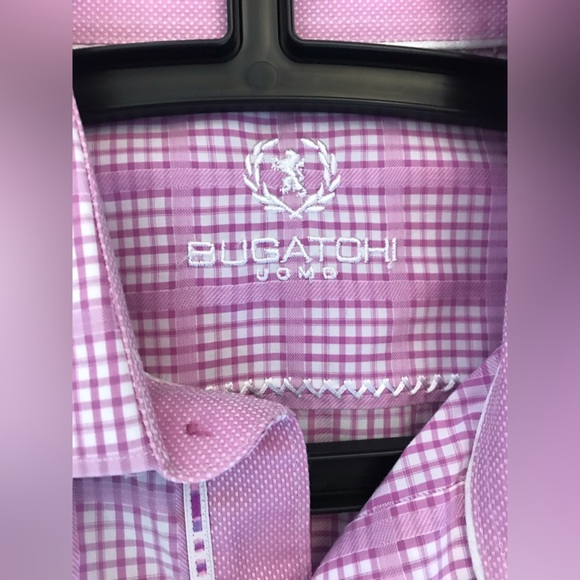 Bugatchi Men’s Pink & White Long Sleeve Button Down Shirt, Shaped Fit - Size L - Picture 6 of 11